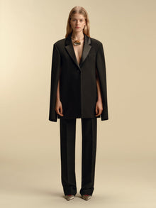 Tailored Boyfriend Blazer with Cape Sleeve - Marina Moscone