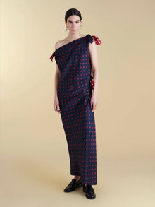 Twill Polka Dot Tabard Tie Dress - Marina Moscone
