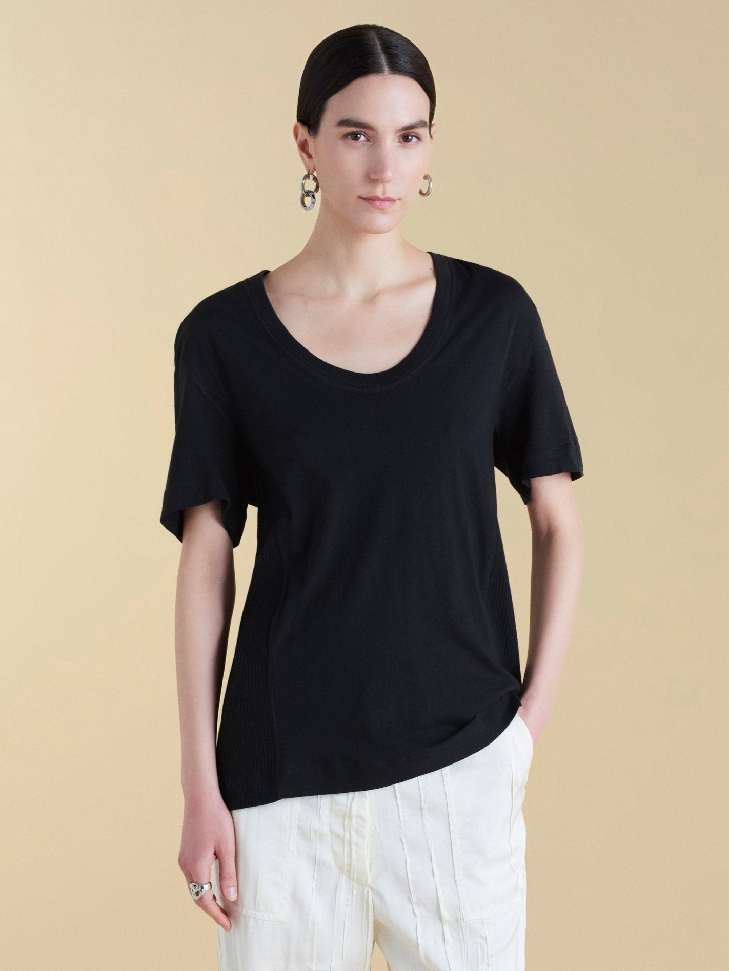 U - Neck Cotton Boyfriend T-Shirt - Marina Moscone