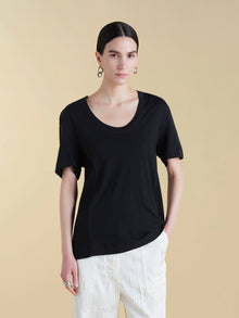 U - Neck Cotton Boyfriend T-Shirt - Marina Moscone