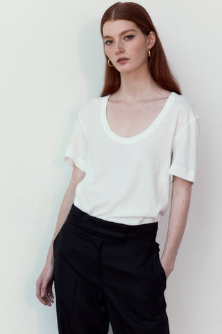 U - Neck Cotton Boyfriend T - Shirt - Marina Moscone