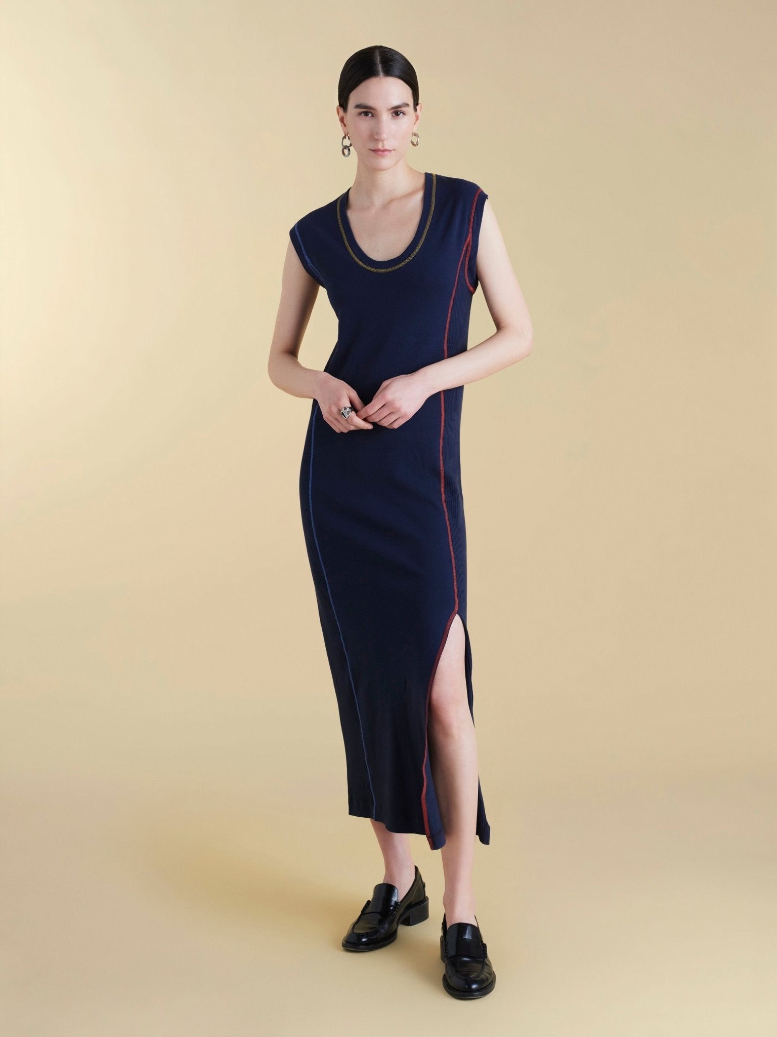U - Neck Cotton T-Shirt Dress - Marina Moscone