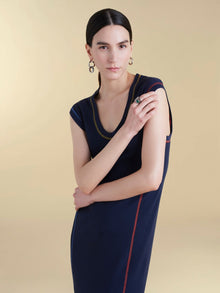 U - Neck Cotton T-Shirt Dress - Marina Moscone