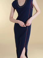 U - Neck Cotton T-Shirt Dress - Marina Moscone