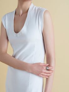 U - Neck Cotton T-Shirt Dress - Marina Moscone