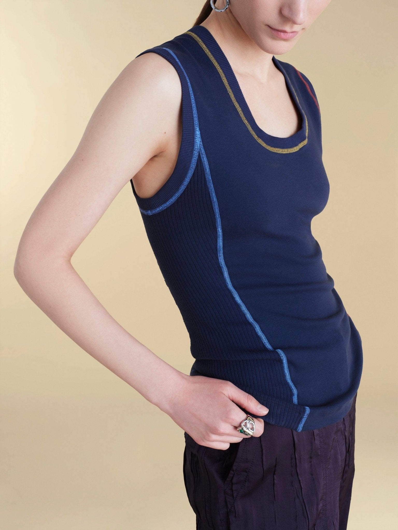 U - Neck Cotton Tank - Marina Moscone
