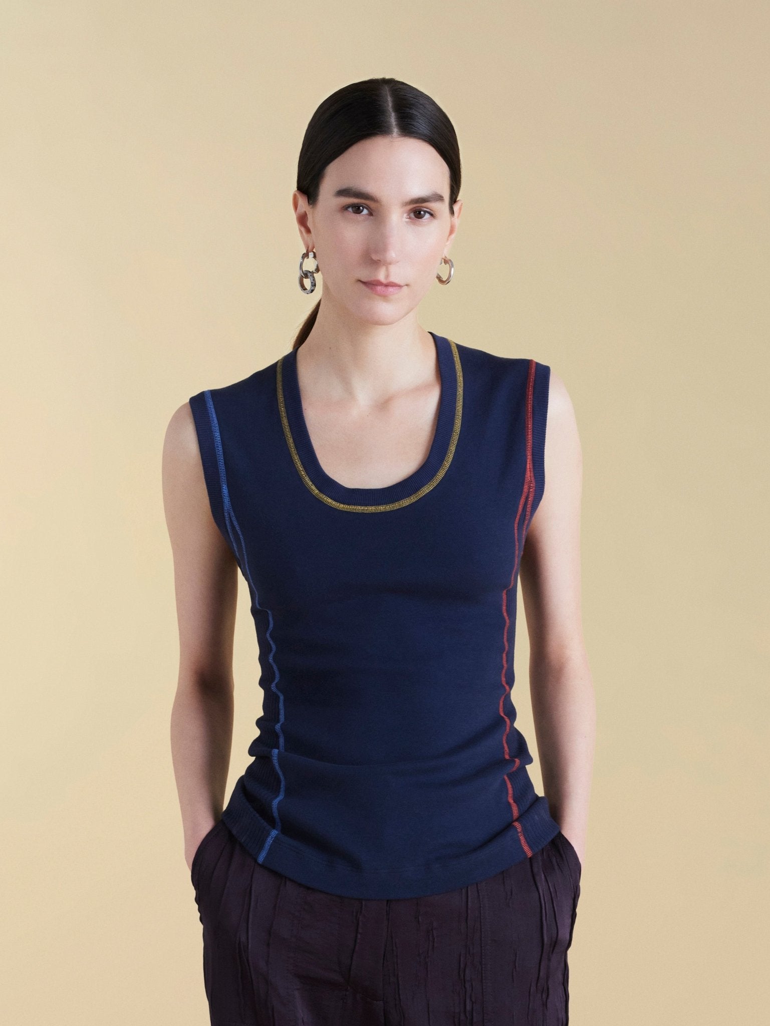 U - Neck Cotton Tank - Marina Moscone