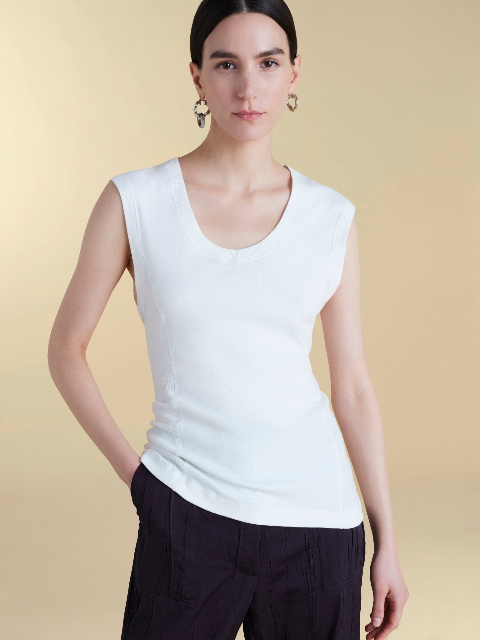 U - Neck Cotton Tank - Marina Moscone