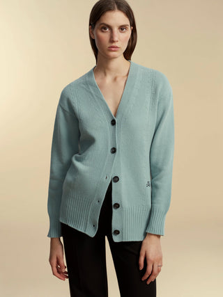 Waisted Cashmere Wool Cardigan - Marina Moscone