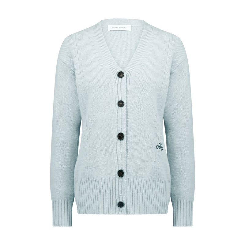 Waisted Cashmere Wool Cardigan - Marina Moscone