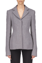 Wool Melangé Waisted Basque Blazer - Marina Moscone