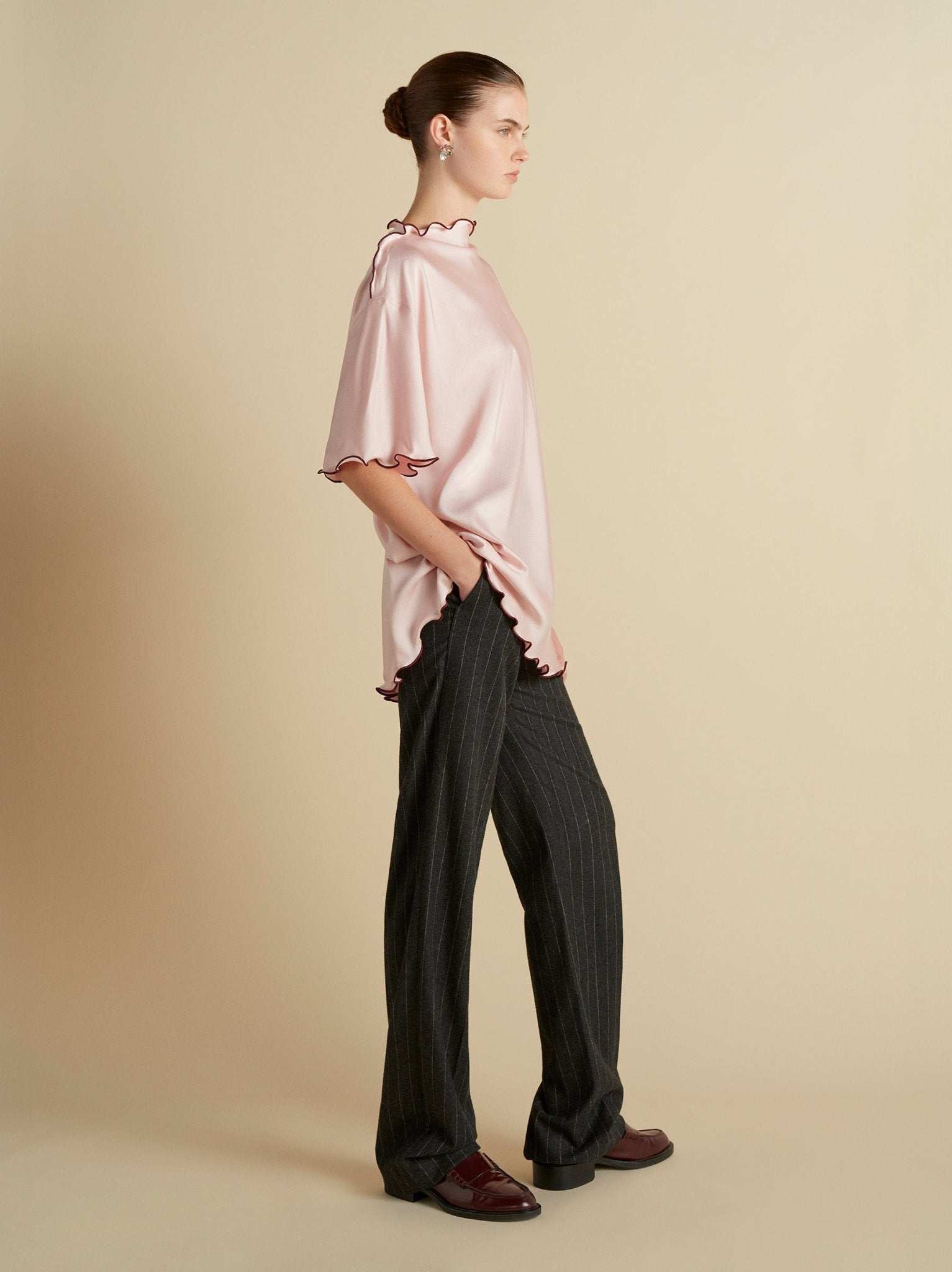 Wool Pinstripe Tailored Trouser - Marina Moscone