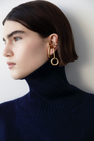 Gold Pearl-Backed Ear Cuffs