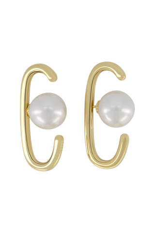 Gold Pearl-Backed Ear Cuffs
