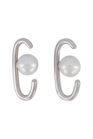 Silver Pearl-Backed Ear Cuffs